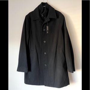 JF J. Ferra Men's Slim Fit Wool Black Hybrid Pea Coat - L - New with Tags